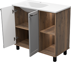 Brevita Мебель для ванной Lumus 90 L с подсветкой серая/дуб галифакс олово – фотография-15