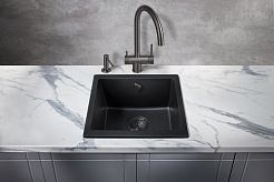 Milacio Мойка кухонная Leon 45 Cuarzo черная матовая – фотография-4