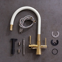 Lemark Смеситель для кухни Comfort LM3075G-White белый/золото – фотография-5