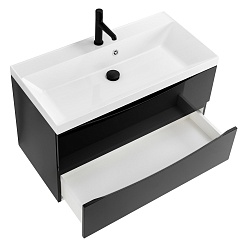 BelBagno Тумба с раковиной Marino 80 подвесная Nero Lucido – фотография-3