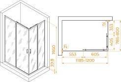 RGW Душевой уголок Passage PA-040B 120x80 профиль черный стекло прозрачное – фотография-3