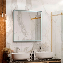 Continent Зеркало Solid Black Led 800x800 – фотография-7