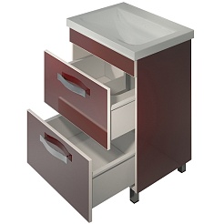 Какса-а Мебель для ванной Хилтон 60 напольная, бордо – фотография-5