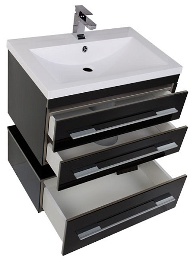 Aquanet Тумба подкатная "Верона 75" черная – картинка-3