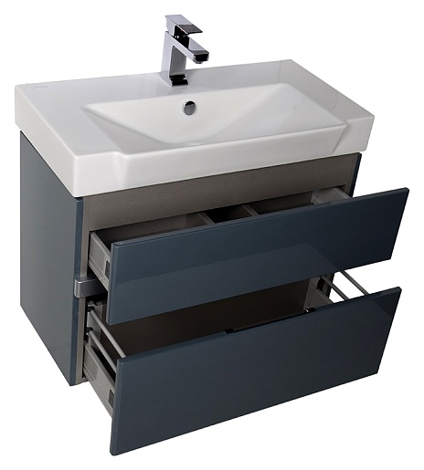 Aquanet Тумба с раковиной Виго 80 сине-серая – фотография-6