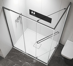 Azario Душевой уголок Monako 100/100 профиль матовый графит стекло прозрачное – фотография-2