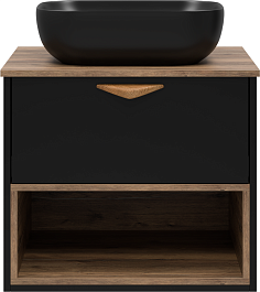 Brevita Тумба под раковину Bergen 60 подвесная дуб галифакс олово/черная – фотография-2