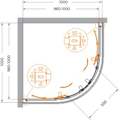 Cezares Душевой уголок Relax 304 RELAX-304-R-2-100-C-BORO 100x100 профиль брашированное золото стекло прозрачное – фотография-8