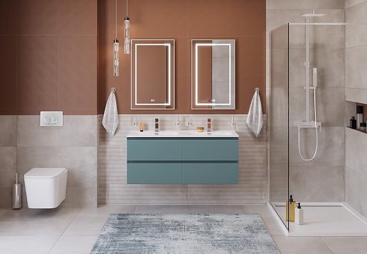 BelBagno Тумба под раковину Kraft 120-2 подвесная Голубой матовый – картинка-9