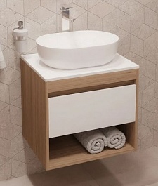 Teymi Тумба с раковиной Ritta 65 дуб эврика/белый матовый T60520 раковина T50208 – фотография-1