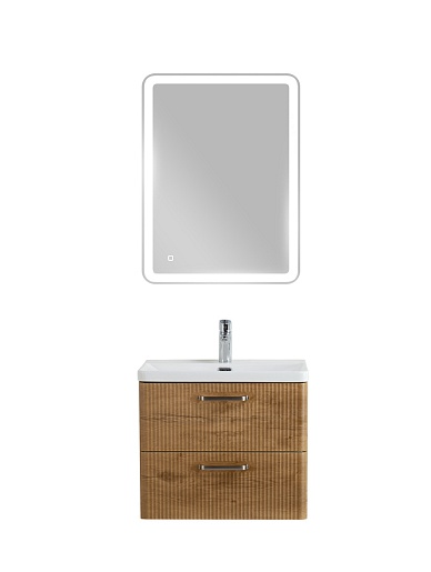 BelBagno Тумба с раковиной Due 60 подвесная Rovere Nature ручки Матовый атласный никель – фотография-12