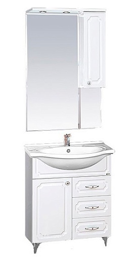 Misty Мебель для ванной Александра 65 R белый металлик – фото-1