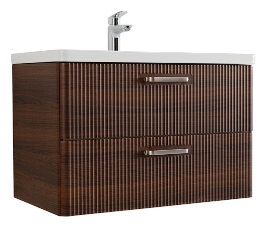 BelBagno Тумба с раковиной Due 80 подвесная Noce ручки Матовый атласный никель – фото-1