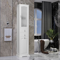 Opadiris Шкаф-пенал для ванной Риспекто 40 R белый, с бельевой корзиной – фотография-2