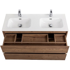 BelBagno Тумба с раковиной Kraft 120 подвесная Rovere Tabacco двойная раковина – фотография-9