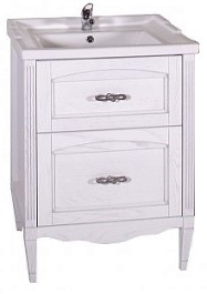 ASB-Woodline Тумба под раковину Римини Nuovo 60 белый (патина серебро) – фотография-1