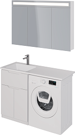 Dreja Мебель для ванной Vega 120 L под стиральную машину белая – фотография-2