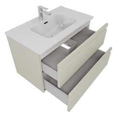 Aquatek Тумба с раковиной Вега 60 подвесная шалфей зеленый – фотография-2