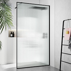 Ceruttispa Душевое ограждение Strip T120 профиль черный стекло гофрированное – фотография-2