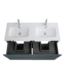 BelBagno Тумба под раковину Uno 120 с 2 чашами подвесная Голубой матовый – фотография-7