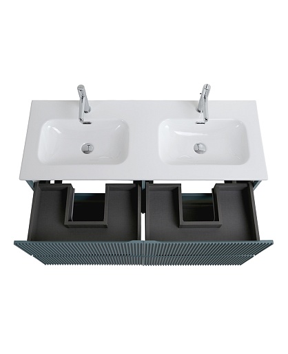 BelBagno Тумба под раковину Uno 120 с 2 чашами подвесная Голубой матовый – картинка-7