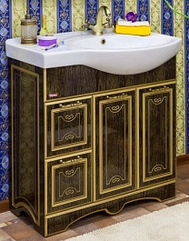 Sanflor Тумба с раковиной Адель 82 L венге, патина золото – фотография-1