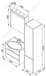 Aquanet Зеркальный шкаф "Лайн 60" камерино – фотография-3