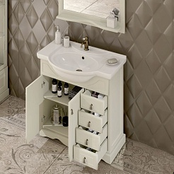 Opadiris Тумба с раковиной Клио 80 слоновая кость – фотография-3