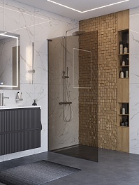 BelBagno Душевая перегородка Uno UNO-L-1-TB-100-BR-Cr 100x200 профиль хром стекло бронза – фотография-2