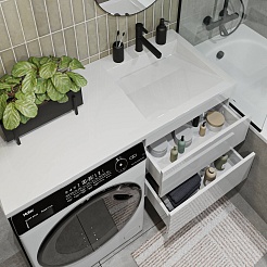 Vivon Тумба с раковиной под стиральную машину Harper 120 R подвесная белый глянец – фотография-4