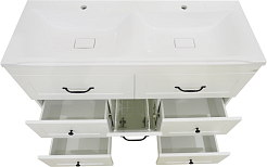 Misty Тумба с раковиной Дуэт 120 6 ящиков с б/к белая – фотография-5