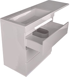 Style Line Тумба с раковиной Даллас 130 L 3 ящика под стиральную машину – фотография-4