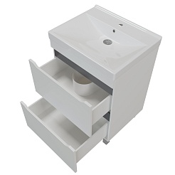 Mixline Тумба под раковину Лайн 60 2 ящика белая – фотография-2