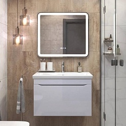 Vigo Тумба под раковину Grani 80 1 ящик подвесная белая – фотография-5