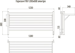 Terminus Полотенцесушитель электрический Горизонт П8 1200x600 черный муар – фотография-5