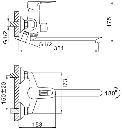 Frap Смеситель для ванны H702 F22702-B хром – фотография-3