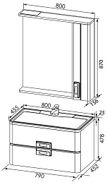 Aquanet Зеркальный шкаф Паллада 80 слоновая кость – фотография-4