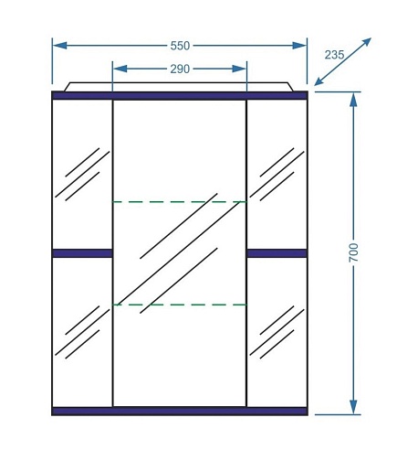 Stella Polare Зеркало-шкаф Колор-1 55/С синий – картинка-3