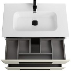 Cezares Тумба с раковиной Eco Cer-N 80 брашированная альпака CZR-8095-80 ручки матовые чёрные – фотография-3