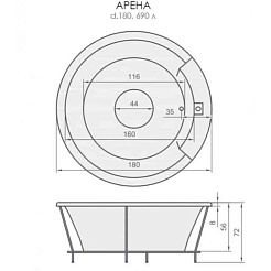 Aquatika Акриловая ванна Аквалюкс Арена Sensa – фотография-2