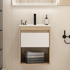 Teymi Тумба с раковиной Vitra 50 подвесная дуб/белый – фотография-3