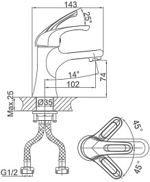 D&K Смеситель "Eucharius Rhein DA1372141" для раковины – фотография-2