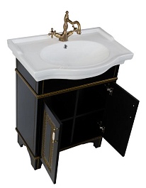 Aquanet Тумба с раковиной Валенса 70 черный краколет/золото (180307)   – фотография-4