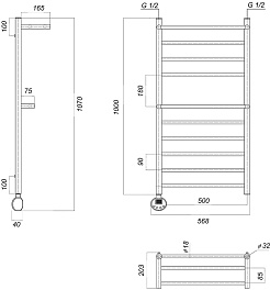 Domoterm Полотенцесушитель электрический Медея СП2 П10 500x1000 EL хром – фотография-3
