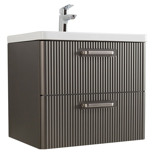 BelBagno Тумба с раковиной Due 50 подвесная Оружейная сталь ручки Матовый атласный никель – фото-1