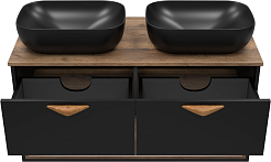 Brevita Тумба с раковиной Bergen 105 подвесная дуб галифакс олово/черная – фотография-11