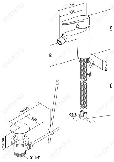 Am.Pm Смеситель Inspire F5083100 для биде – картинка-3
