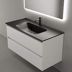 Sancos Тумба с раковиной Cento 100 белый глянец раковина Element 101 CN7003MB – фотография-2