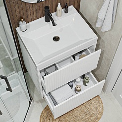 Vivon Тумба с раковиной Kristi 60 белая матовая рифленая – фотография-4