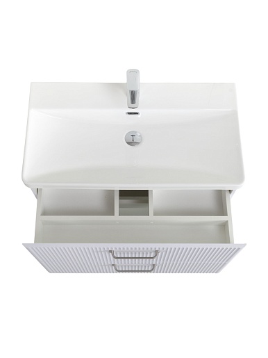 BelBagno Тумба с раковиной Due 80 подвесная Bianco Lucido ручки Матовый атласный никель – картинка-9